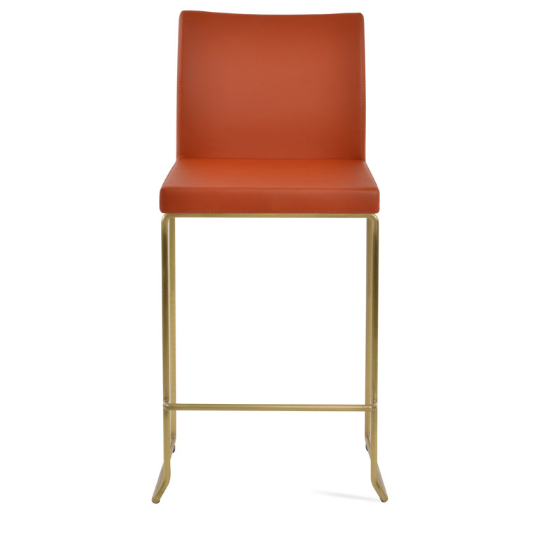 Tabouret de bar et de comptoir empilable Aria, Tabouret de bar (siège d'une hauteur de 29 po), Laiton, Brique PPMS