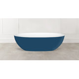 Barcelona 70.875" x 34.125" Freestanding Soaking Bathtub in Volcanic Limestone with Overflow Hole