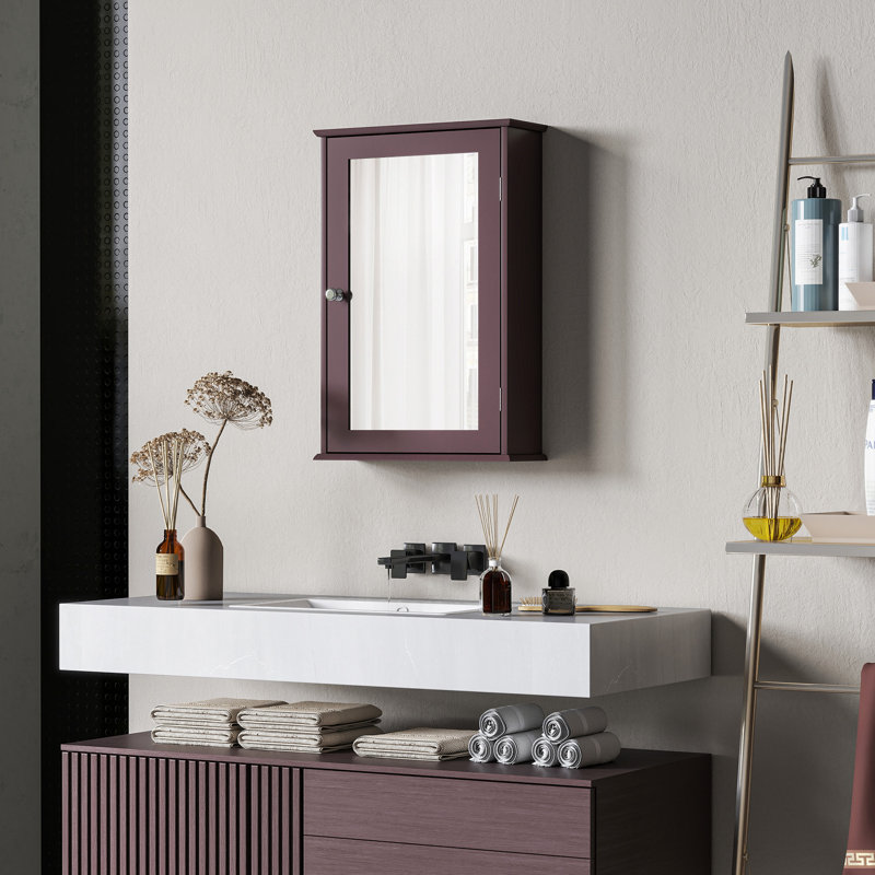 Armoire de salle de bain avec miroir, armoire à pharmacie murale avec tablettes