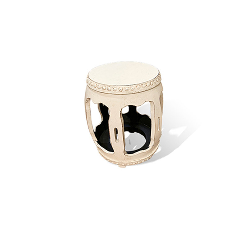 Tabouret tambour - blanc, White, 17.5" H x 15.25" W x 15.25" D