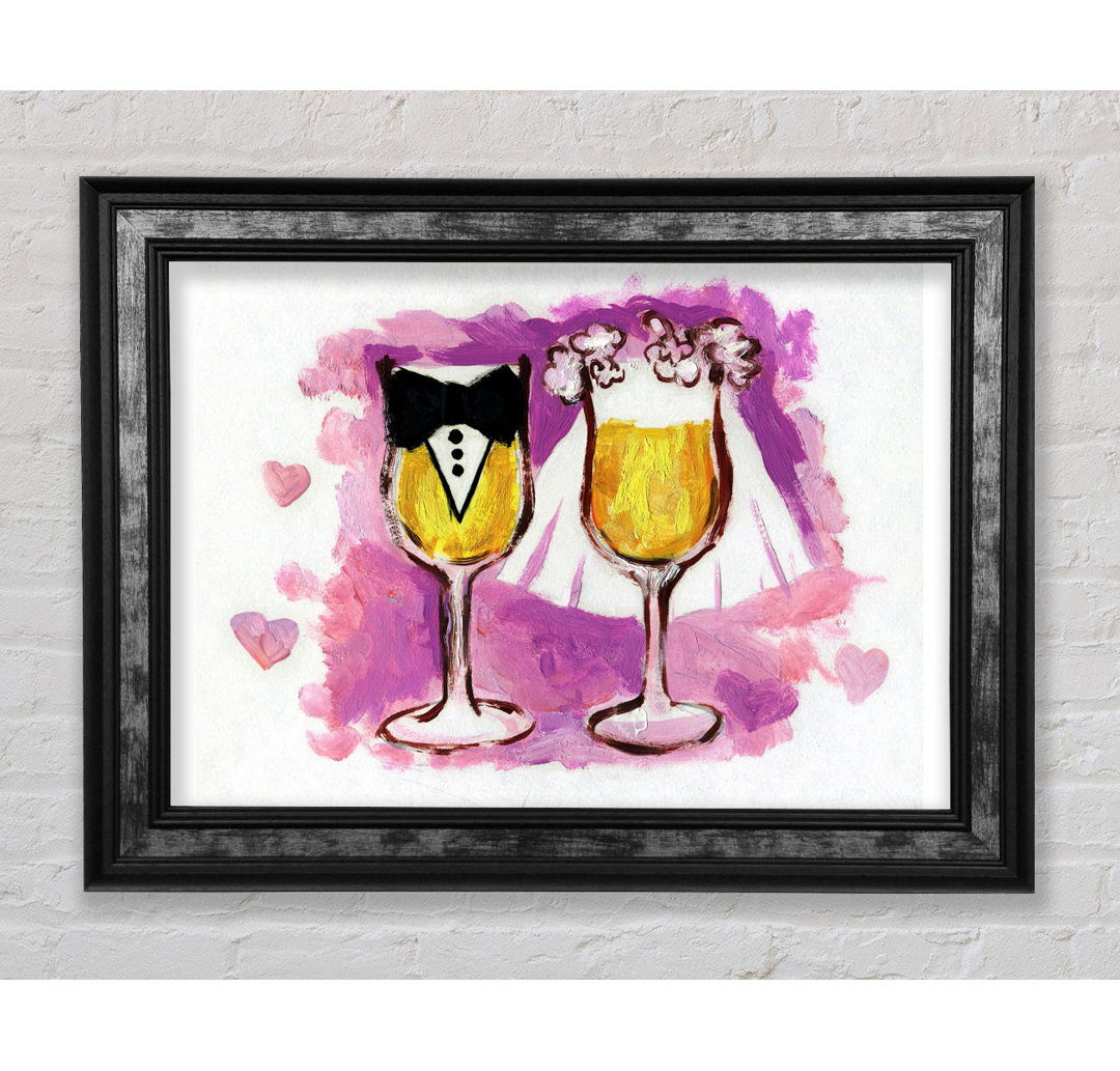 Champagner Toast The Bride And Groom - Einzelne Bilderrahmen Kunstdrucke