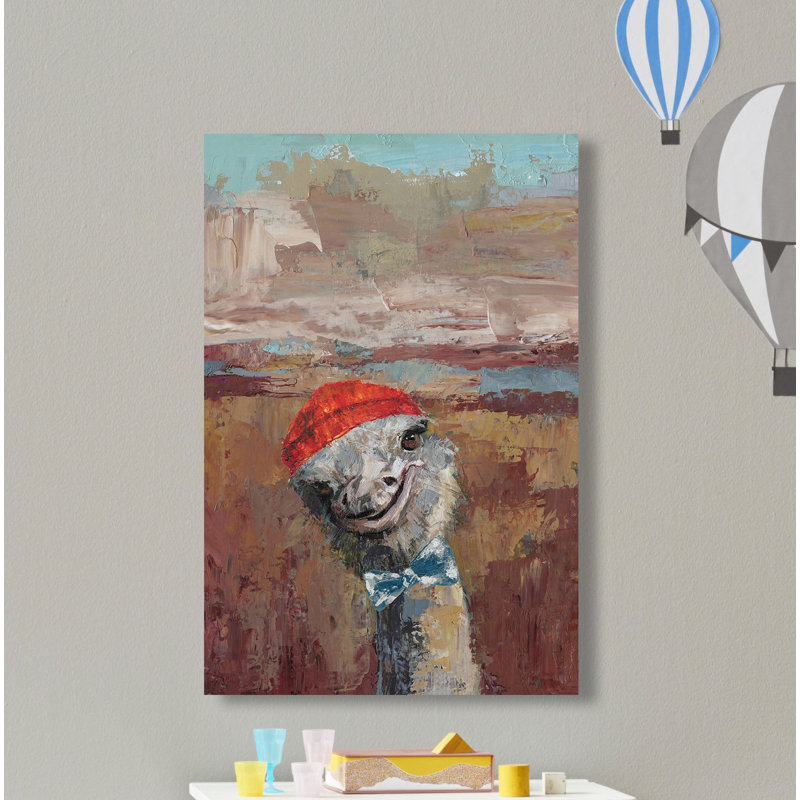 « ludique autruche », reproduction sur toile, H 24 po x l 16 po x P 1,5 po