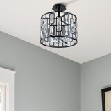 Tyler 4-Light Modern Crystal 13"W in Black Dimmable Semi Flush Mount