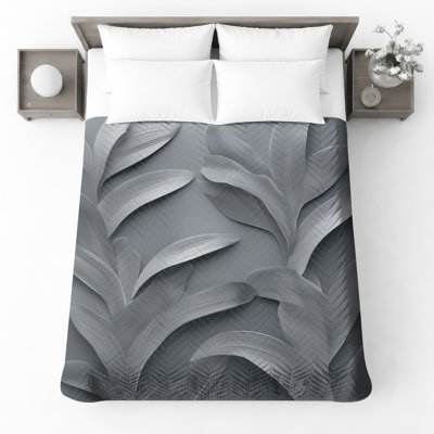 Couvre-lit à motif de feuilles métalliques