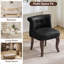 Chaise de coiffeuse capitonnée en cuir avec pieds en bois massif-685798240