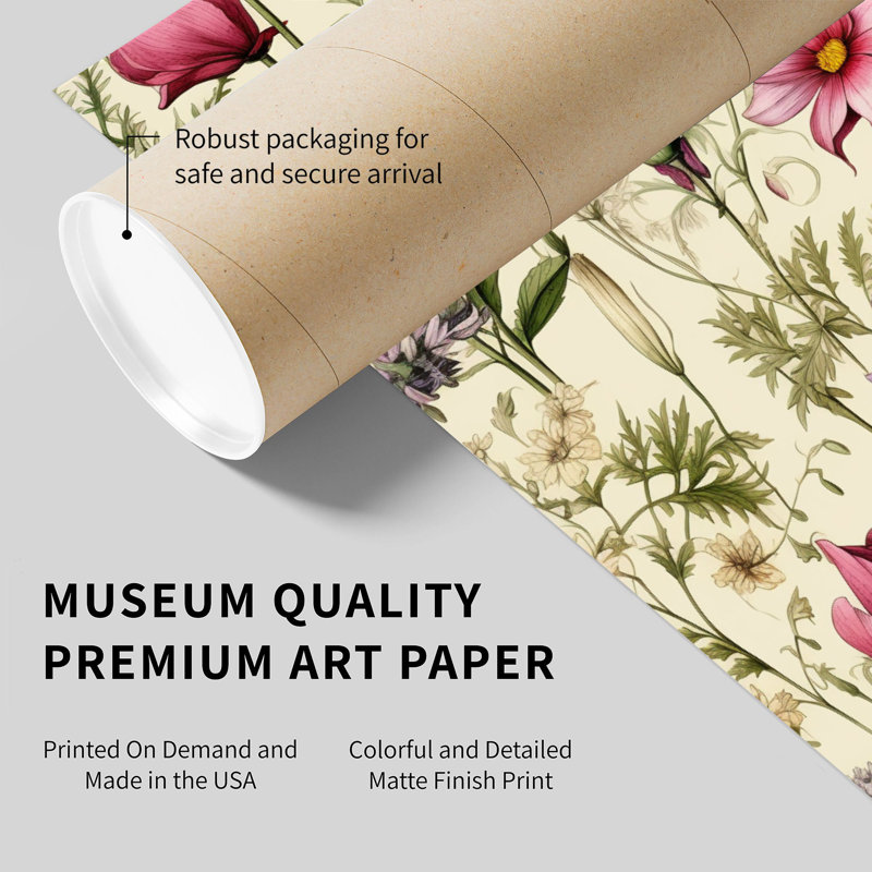 «Botanical Wildflowers Pattern V Cottage», reproduction d'art non encadrée