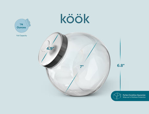 Pots en verre avec couvercle kook, 74 oz, ensemble de 2
