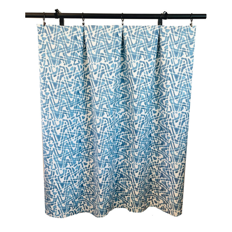 Rideaux à chevrons géométriques indigo bleu turquoise foncé, L 50 po x L 84 po