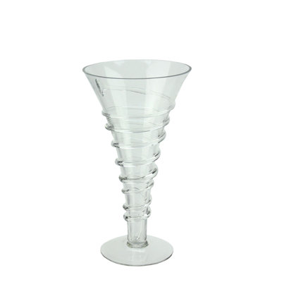 Clear Transparent Spiral Glass Trumpet Vase