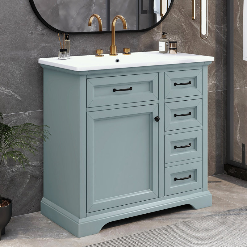 36" Bathroom Vanity With Sink Combo, Gray