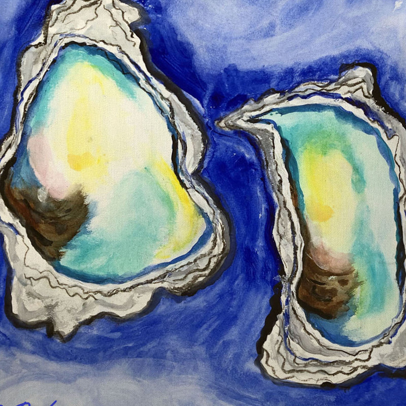 Coussin intérieur / extérieur Aqua Oysters, 18 po x 18 po