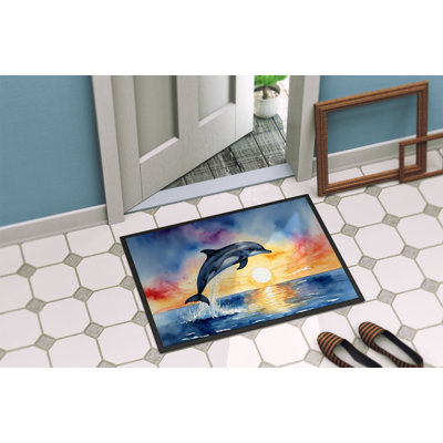 Dolphin Leaping at Sunrise Doormat
