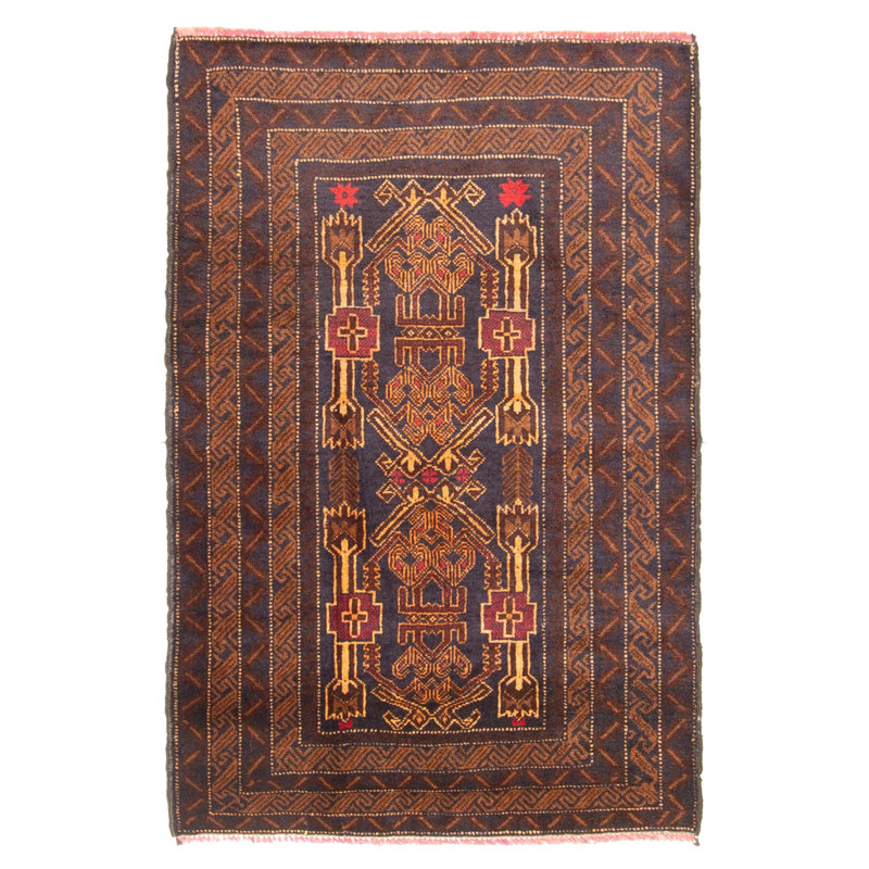 Tapis bleu marine Teimani 2 pi 9 po x 4 pi 2 po