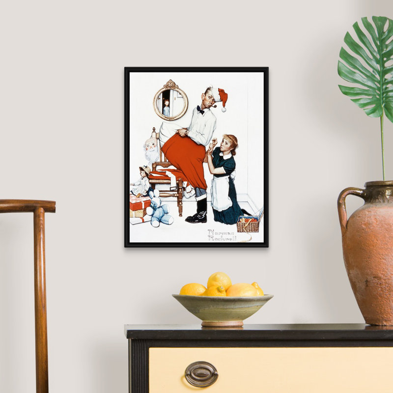 «Santa's Surprise», art mural sur toile, H 22 po x l 18 po x P 1,75 po, Cadre flottant noir