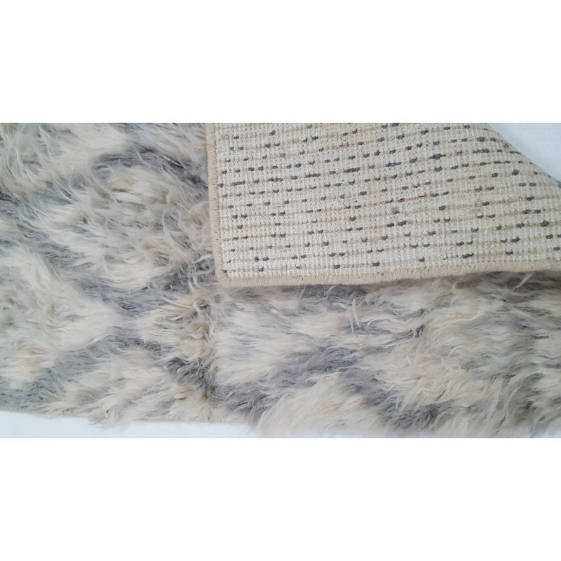Moroccan Hand-Knotted Gray/Ivory Area Rug, Rectangle 8' x 10'
