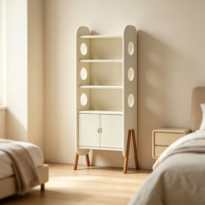 Solid Rubber Wood Freestanding Bookcase