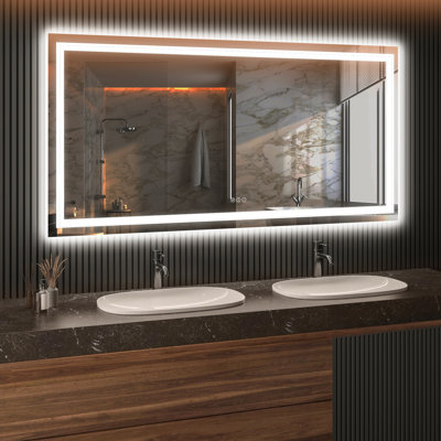 Miroir de salle de bain sans cadre à DEL