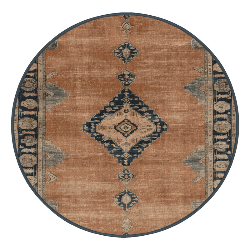 Tapis brun lavable à la machine, Rond 3 pi