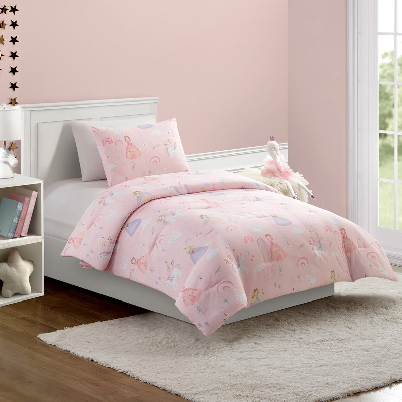 Ensemble d'édredon rose Fairytale Princess, Édredon simple / simple TG + 1 taie décorative