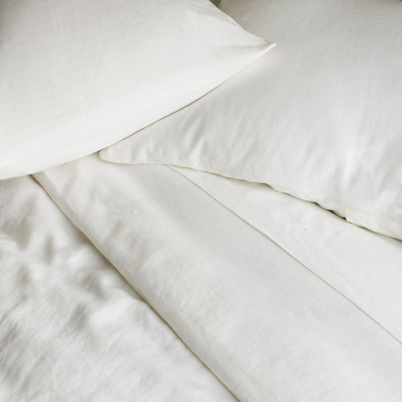 100% French Linen Sheet Set, Cream, Twin Sheet Set with 1 Pillowcase