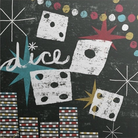 «Brodin Vegas Dice» par Michael Mullan, reproduction d'art, H 8 po x l 8 po x P 1,5 po, Toile
