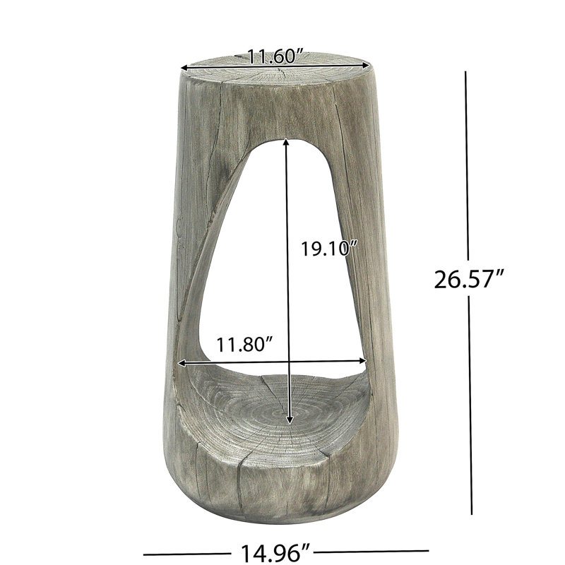 Table d'appoint d'extérieur, table de bout à conception creuse, table de tabouret de jardin de patio, table d'appoint décorative pour terrasse de balcon de plage, béton léger, texture semblable au bois, couleur grise