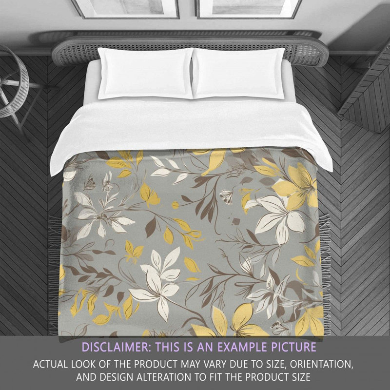 Botanical Silver/Yellow Microfiber Comforter, Twin Extra Long Comforter
