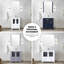 42 po Meuble-lavabo blanc avec armoire latérale, comptoir en céramique, robinet, miroir 28 et protection contre les égratignures en blanc