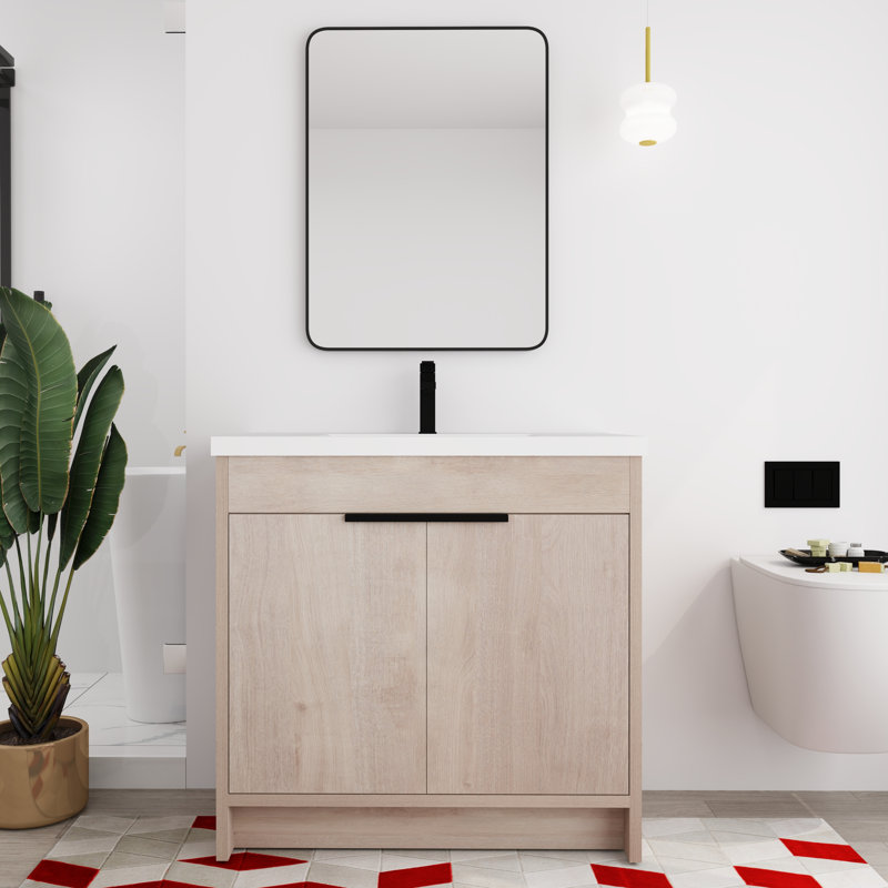 35.97'' Single Bathroom Vanity with Resin Top