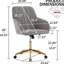 Chaise de bureau ergonomique grise avec coussin en velours et fabrication stable en velours gris réglable pour plus de confort