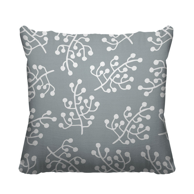 Coussin intérieur / extérieur Charis Wild Flower, 19 po x 19 po, Gris, Carré