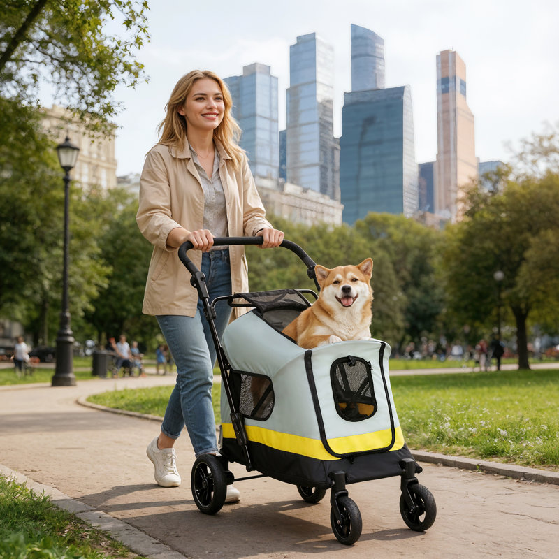 Dog Stroller Foldable Pet Jogger Stroller, 102cm H x 62cm W x 73cm D