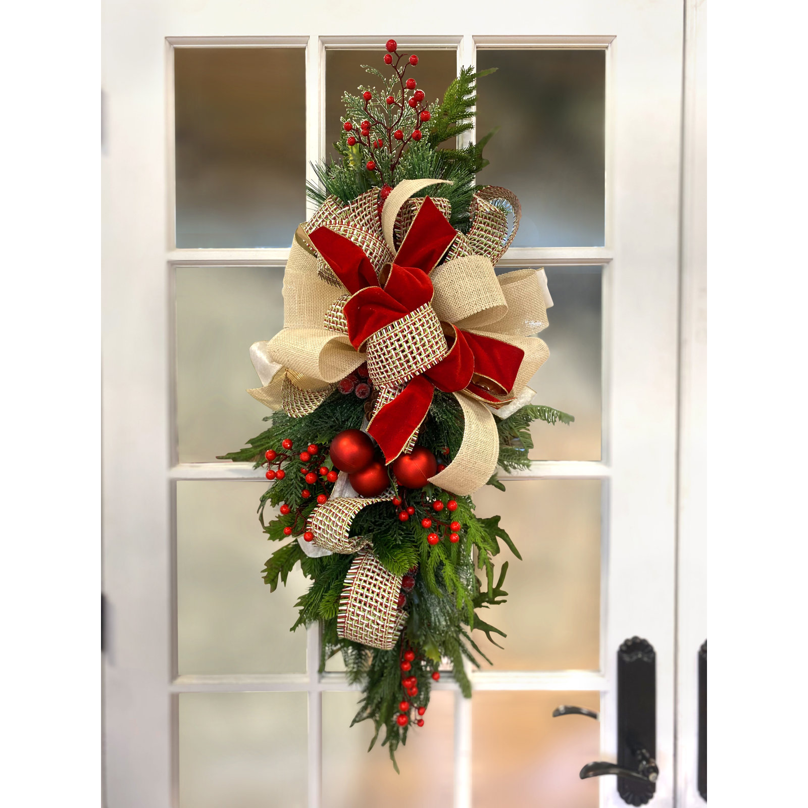 Holiday Swag with Ornaments, Berries and Bows