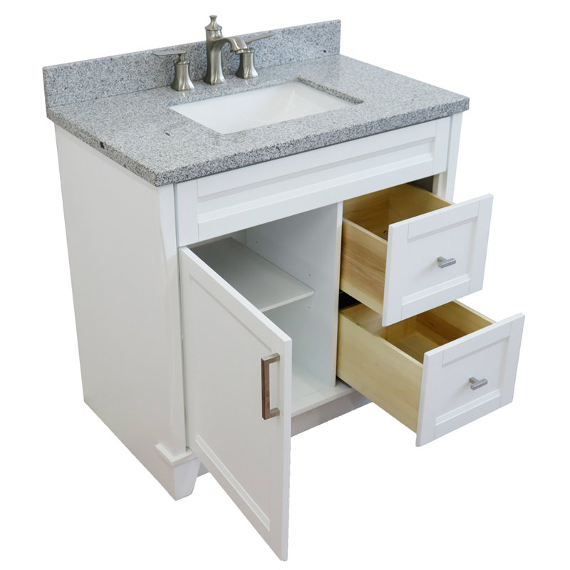 Ensemble de meuble-lavabo simple 37 po Tihomir, Blanc, Granite