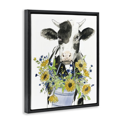 Cadre flottant Bessie in the Sunflowers Cow, conception de Kamdon Kreations