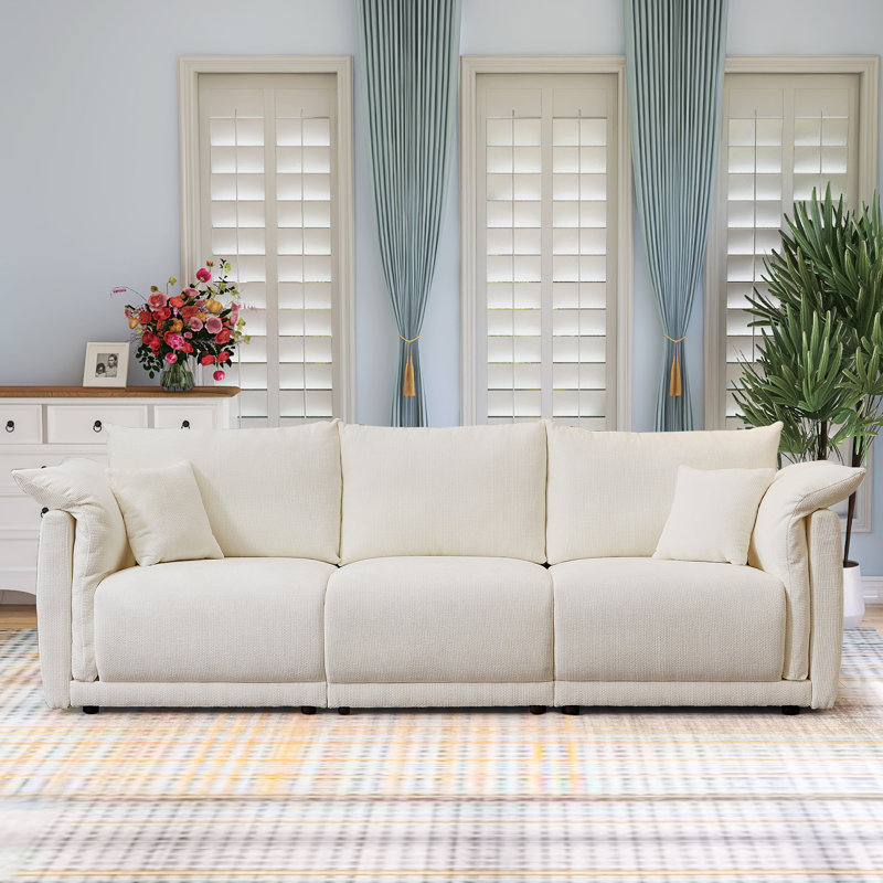 Nyerere 98.5" Upholstered 3 Seater Sofa, Beige