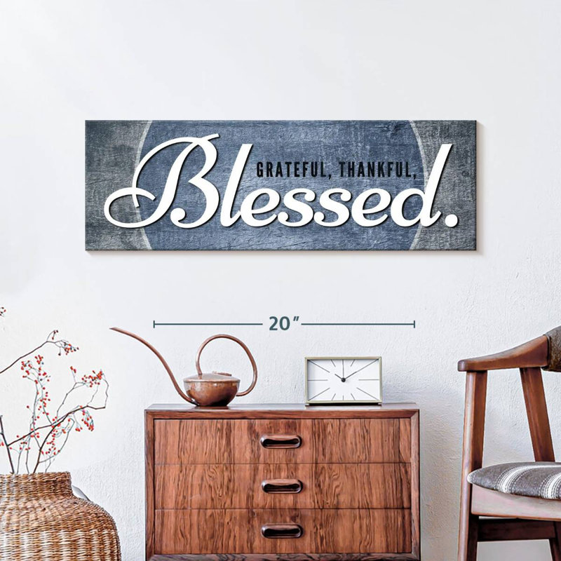 Blessed Inspirational Typography Canvas Print, 10" H x 30" W x 1.25" D