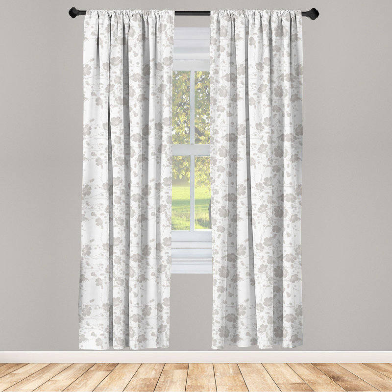 Natural Beauty Flower Semi-Sheer Rod Pocket Curtain Panels, 28" x 84"
