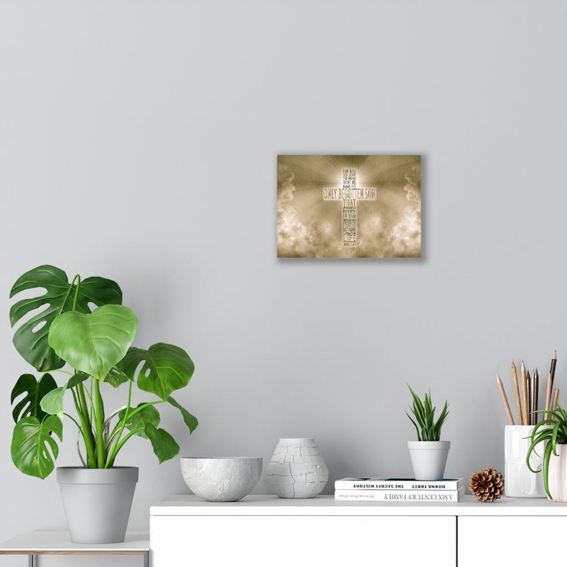 Everlasting Life John 3:16 Sun - Wrapped Canvas Print