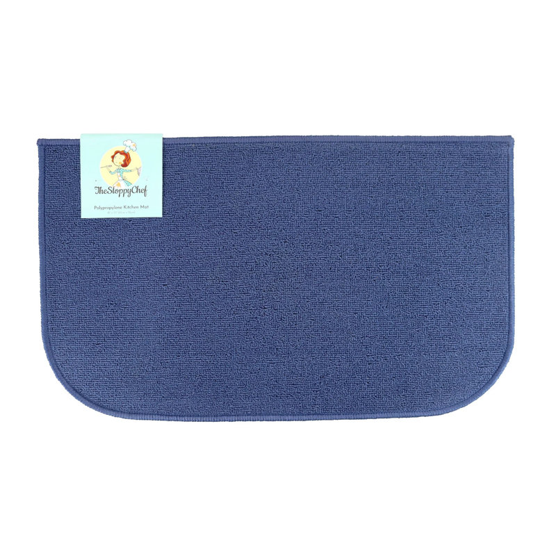 Solid Colour Synthetic Non-Skid Kitchen Mat, Blue