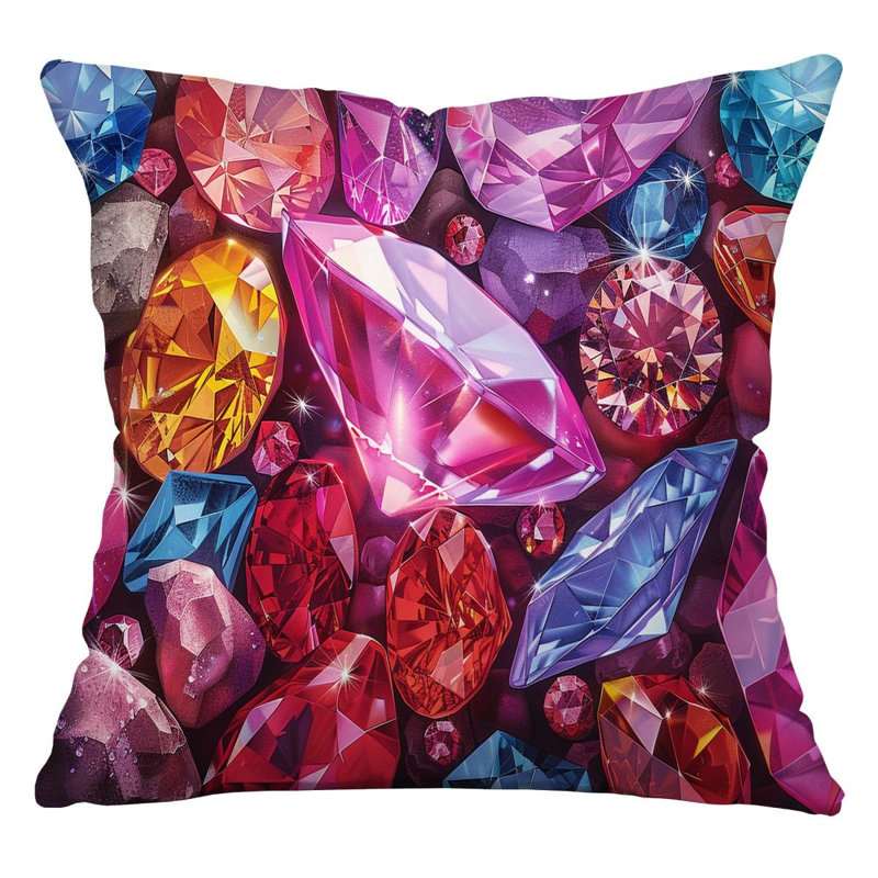 Gems Jewelry Cotton Blend Reversible Throw Pillow, 16"H x 16"W