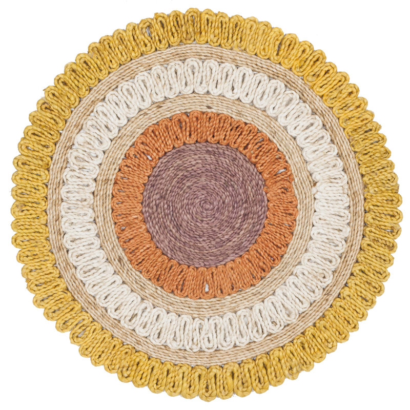 Tapis en jute tissé à la main Jeanbaptiste, Rond 7 pi
