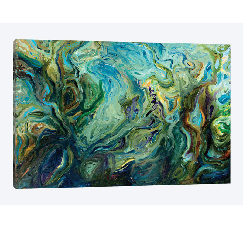 « gm 053 » par iris scott abstracts, impression sur toile, H 18 po x l 26 po x P 1,5 po, Toile avec cadre noir, Pas de tapis