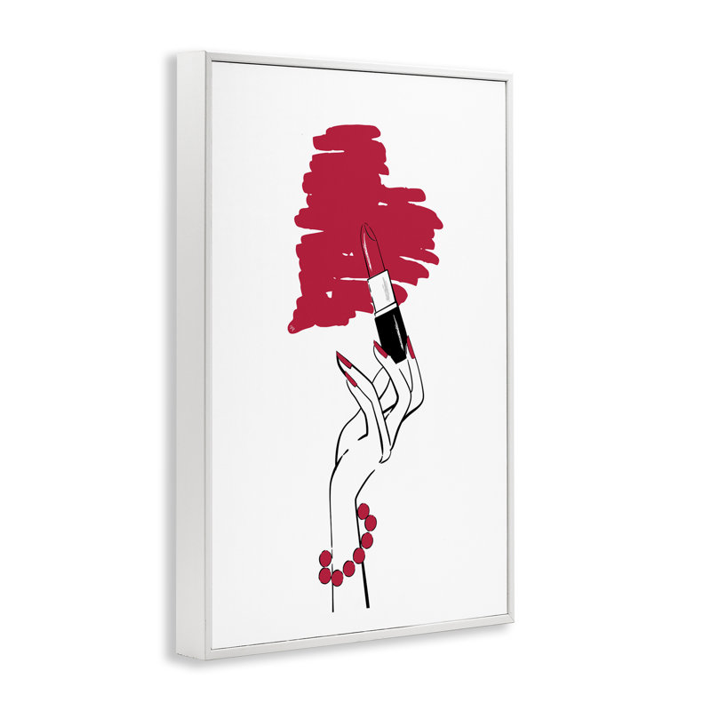 Rouge à lèvres en forme de cœur, estampe numérique par Martina Pavlova, Giclée encadrée blanc bord de mer, H 30 po x l 20 po