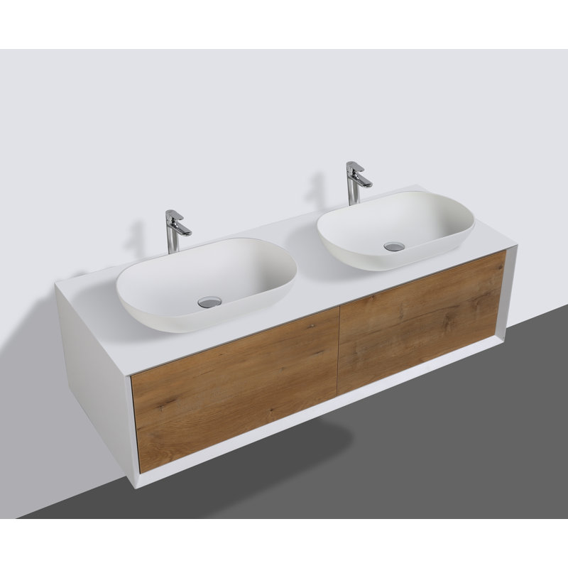 Leffler 55.1'' Double Bathroom Vanity with Manufactured Wood Top