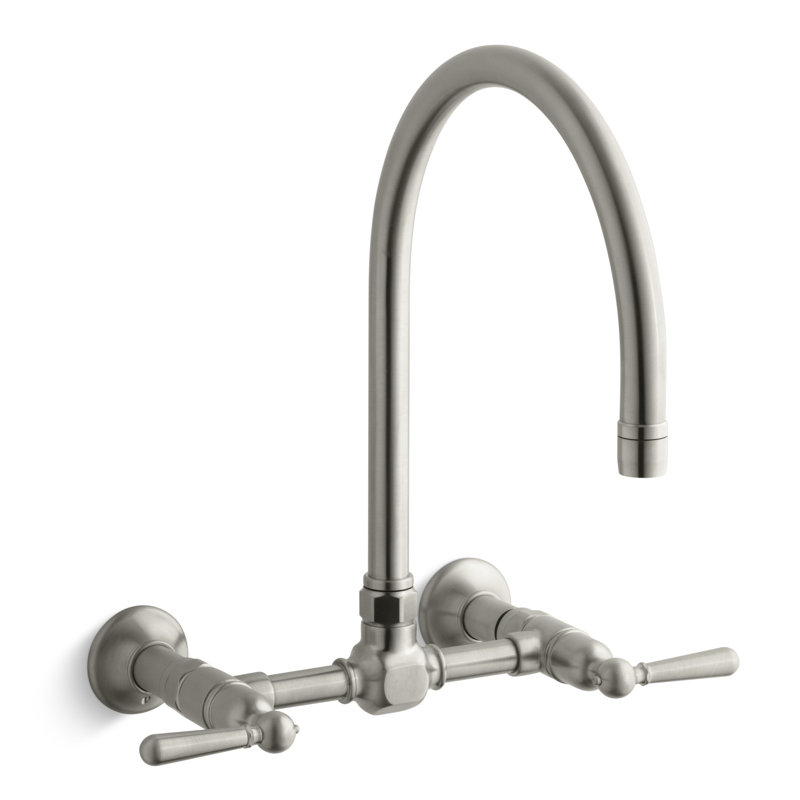 HiRise Double Handle Kitchen Faucet, Brushed Stainless