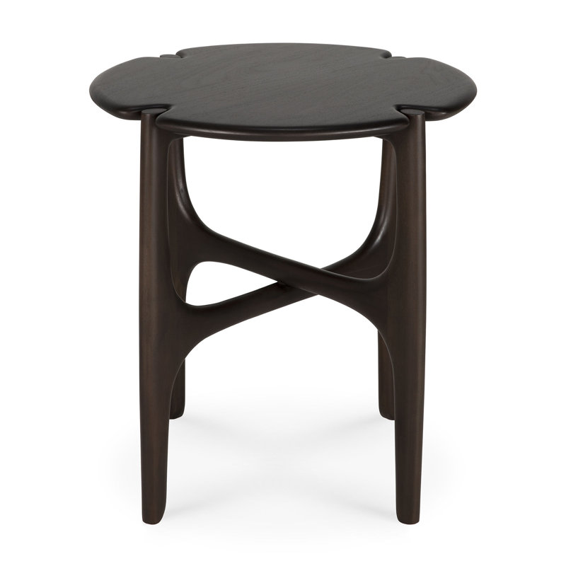 Pi Solid Wood End Table, Dark Brown