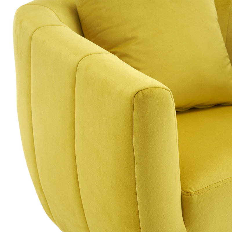 Chaise pivotante en métal, Velours jaune