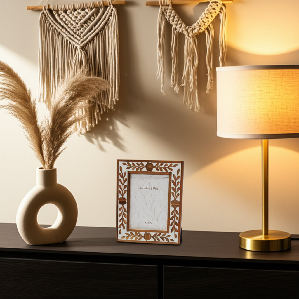 Amma Picture Frame, 5" x 7", Brown White