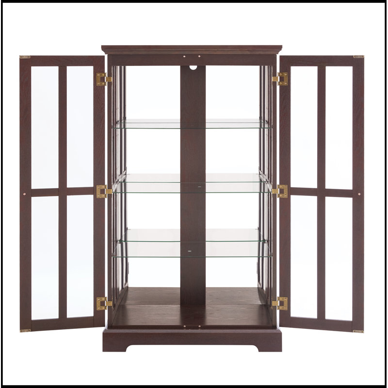 Pyle avec portes doubles en verre et 3 tablettes réglables, Cerisier